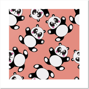 Cute Pandas Vector Art Kids Pattern Seamless Posters and Art